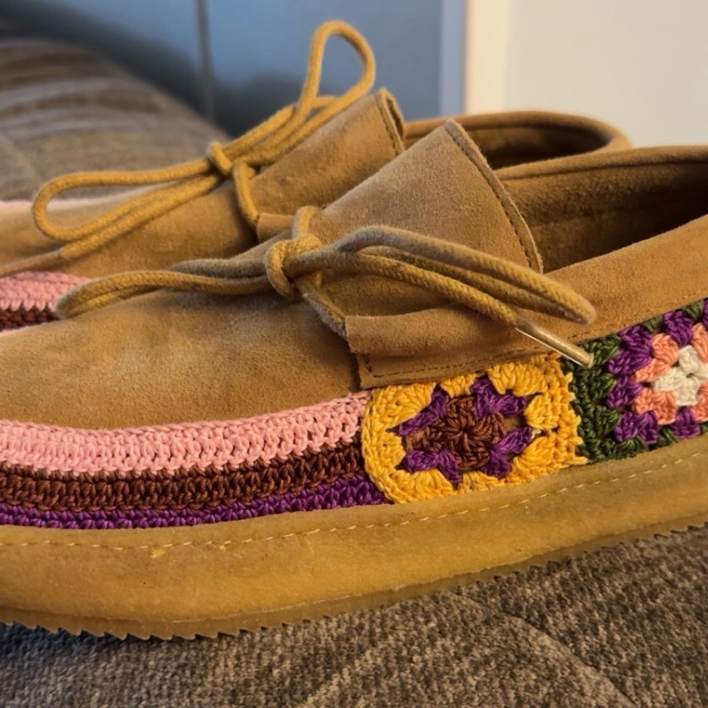 Tan and Pink Moccasins with Beaded Design